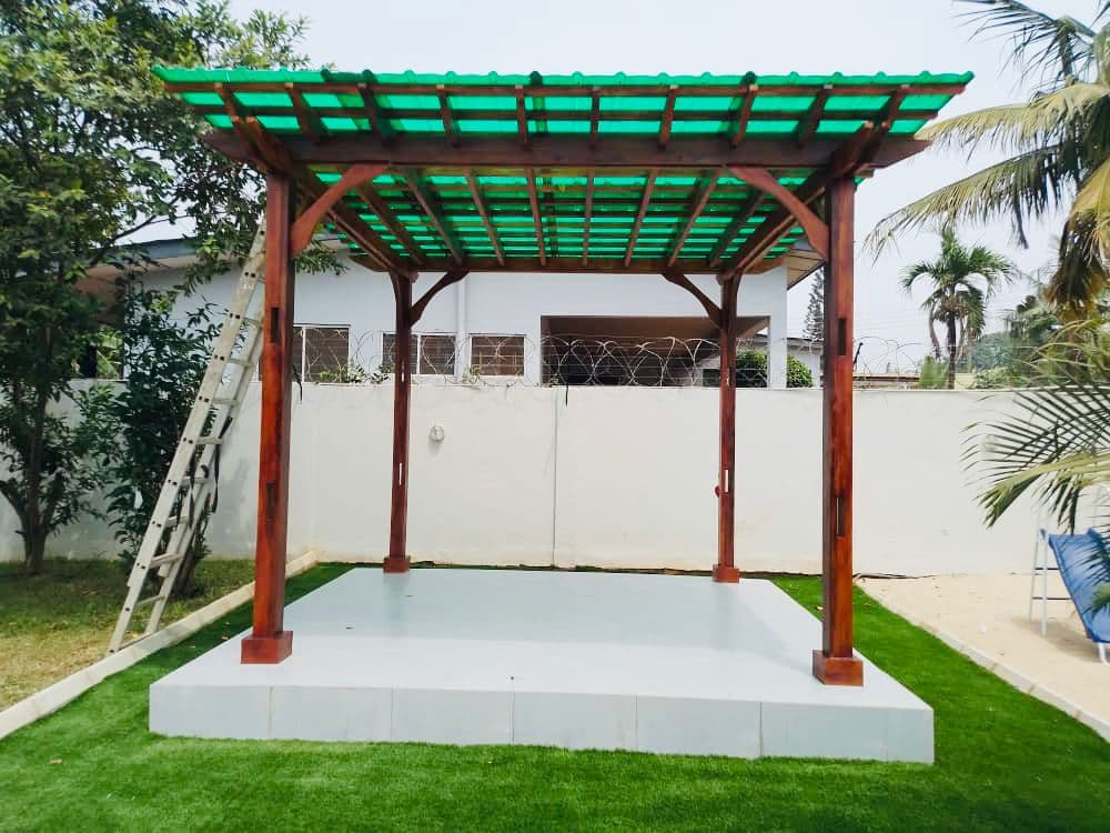 Wall-mounted pergola project at night